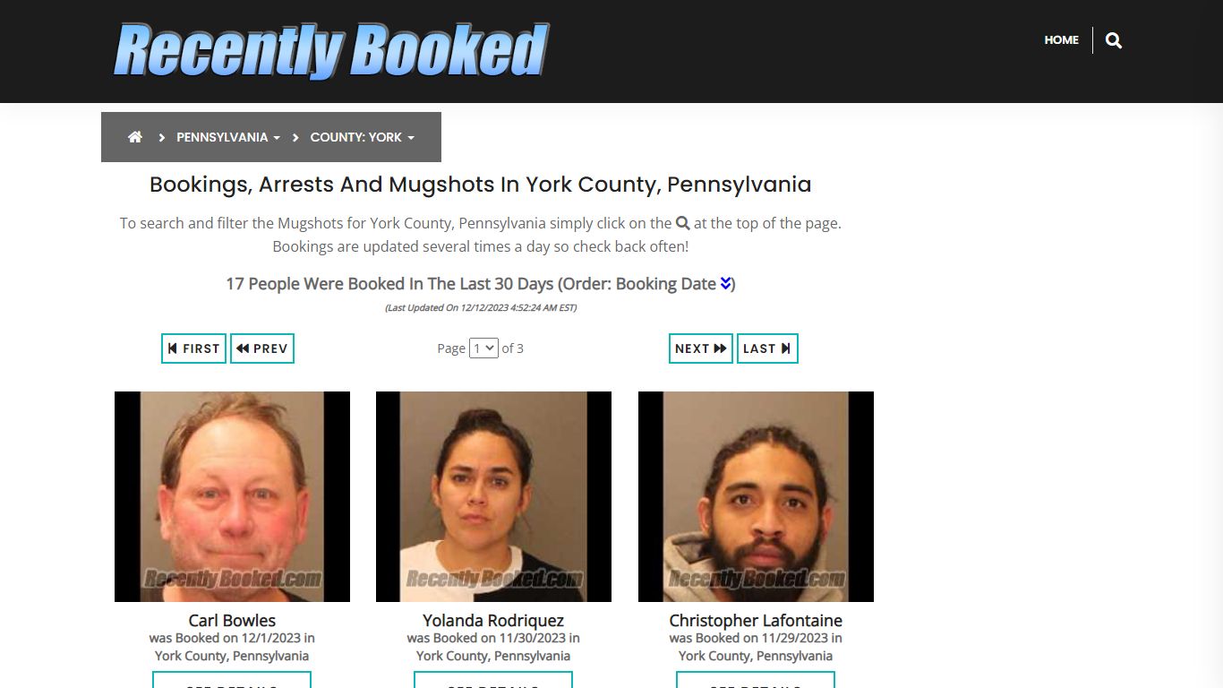 Bookings, Arrests and Mugshots in York County, Pennsylvania